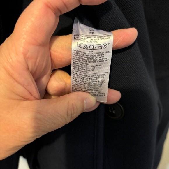 Banana Republic Pique Military Navy Knit Band Collar Blazer Jacket - Picture 11 of 14